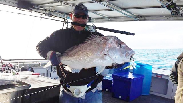 PB pink snapper on board Jazz Charters