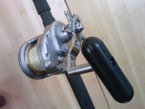 Alan Tani's handle on a Daiwa Saltist 30TH