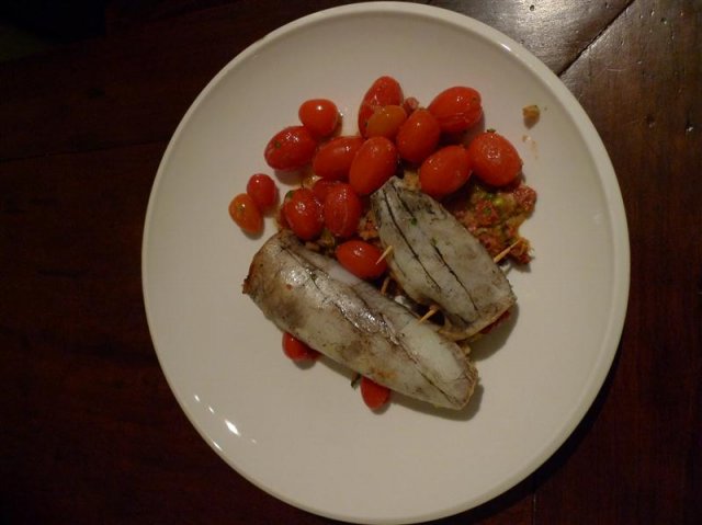 Braised squid with chorizo, tomatoes and paprika